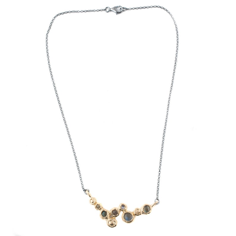 Labradorite Necklace. Gold Plated Sterling Silver Two Tone Necklace. Handmade Israeli Jewelry. Artisan Necklace. Gift for Her image 5