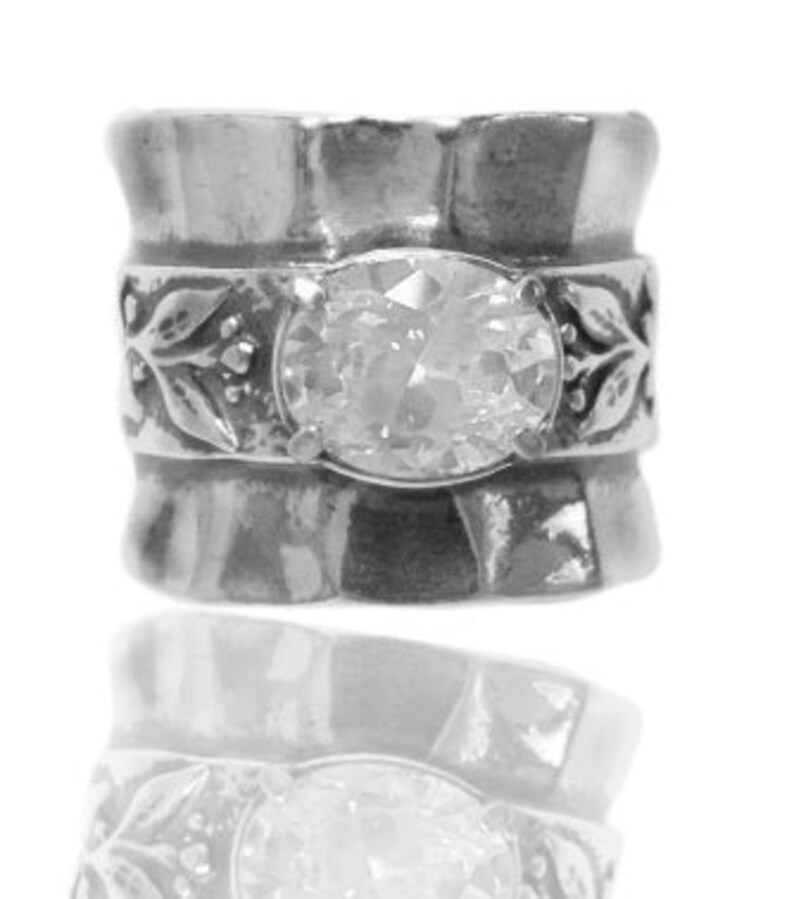 Sterling Silver Statement Ring With Cubic Zirconia. Handmade Etsy