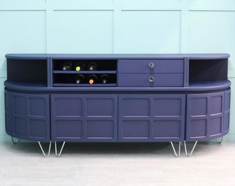 Custom MCM Wine Bar Credenza – Retro Nathan Squares Sideboard