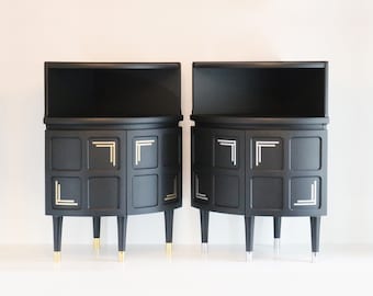 Art Deco Corner Cocktail Cabinet – Nathan Range, Black & Gold