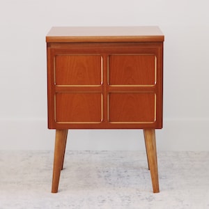 Mid Century Modern Mini Teak Record / LP Cabinet Cupboard on Wooden Legs - Nathan Squares - Parker Knoll - Vintage - Retro - Refurbished