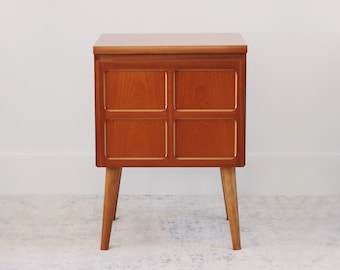 Mid Century Modern Mini Teak Record / LP Cabinet Cupboard on Wooden Legs - Nathan Squares - Parker Knoll - Vintage - Retro - Refurbished