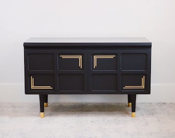 Art Deco Media Unit - Black & Gold, Nathan Range MCM Cupboard
