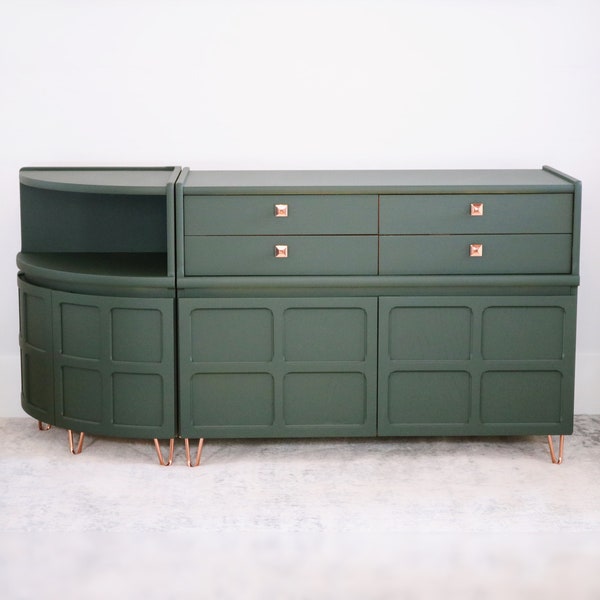 Nathan Squares / Parker Knoll Custom Design Sprayed Sideboard Credenza - Colour Matched - Vintage - Retro - MCM - Made To Order