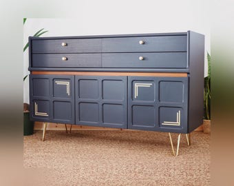 Customizable MCM Sideboard Credenza – Nathan Squares, Retro Wine Bar