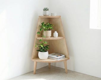 Handmade Birch Plywood Corner Shelving Unit – LIDO Range, Scandinavian Plant Stand