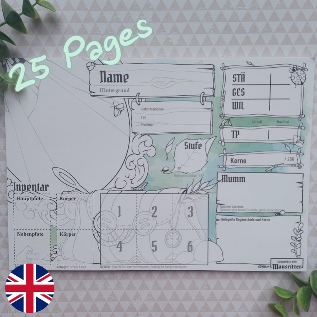 Knights Rampant Roster Sheet Mouse Knights - Character Sheets - Etsy
