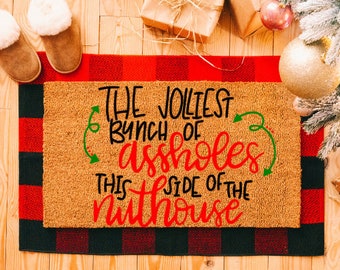Jolliest Bunch Christmas Mat /Navidad Divertido Doormat/ Vacaciones de Navidad