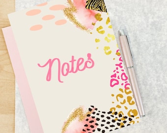 Cuaderno lindo, Cuaderno rosa, Cuaderno forrado en espiral, Cuaderno artístico, Diario lindo, Diario de leopardo rosa