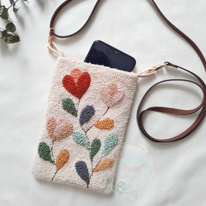 Embroidered Phone Bag, Mini Crossbody purse, Mother Day&#39;s Handmade gift,  Unique mom gift
