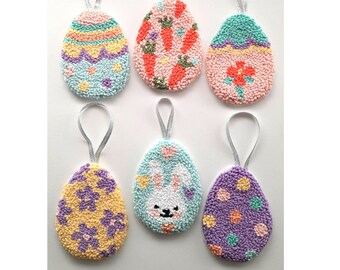 Easter Pastel Egg  Bunny  Ornament, Easter Handmade Gift, Easter Rug Ornaments