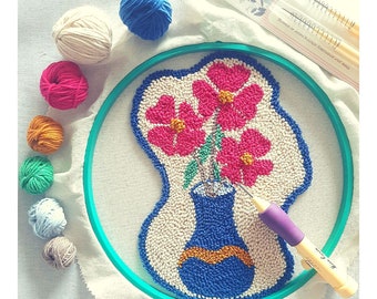 Punch Needle Kit for Beginners, Mothers Day Gift for Mom, Flower Vase Wall Art