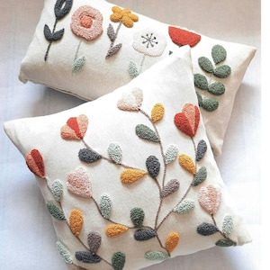 Handgefertigte Herbstblumen-Kissenbezüge, Einzigartiges Gastgeschenk, Getuftete Kissenbezüge, 2er-Set Kissenbezüge
