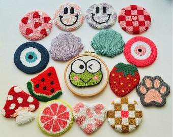 Diy Punch Needle Coaster Kit, Beginner Punch Kit, Set of 2 Rug Coaster Kit, Best Gift for Friend
