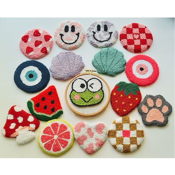 Punch Needle Coaster Kit Easy Punch Needle Coasters Kits for Adults  Beginners 6 Pattern Tufted