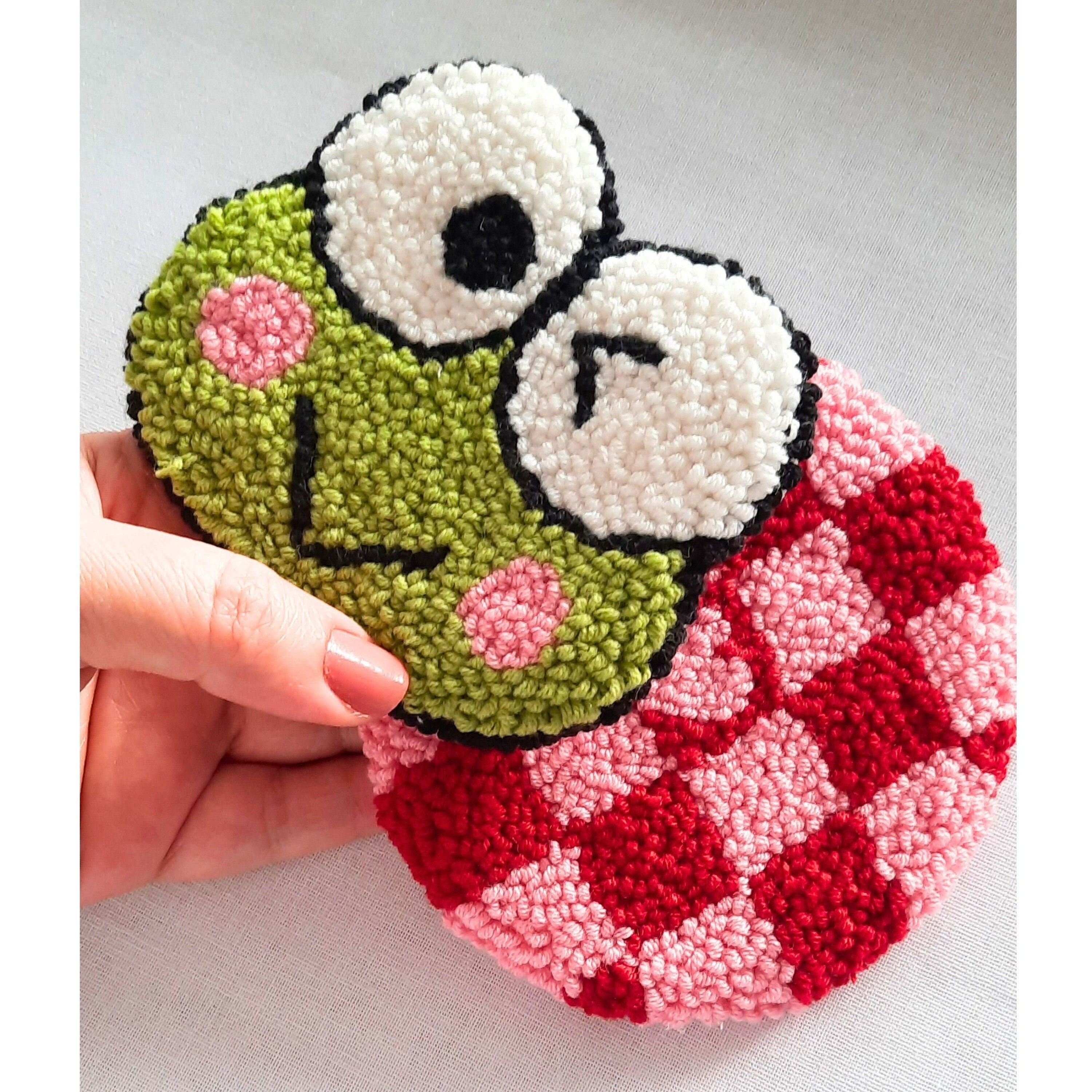 Punch Needle Rug Coasters, Handmade Trendy Mug Rug, Gift for Bestfriend, Coquette Bow Coaster