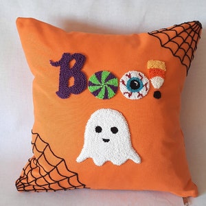 Halloween Boo-decor, kussensloop spookachtig seizoen, Halloween-huisdecoratie, kussenhoes handtuften, kussensloop 16 x 16