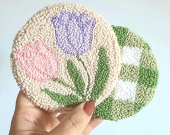 Tulip Flower Coaster, Plants Lover Mug Rug, Mushroom Coaster,  Perfect Gift for Housewarming, Birthday gift for her