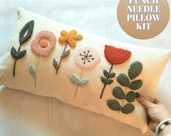 Diy Punch Needle Pillow Kit, Diy Kits For Adult, Punch Needle Tool , Emroidery Kit, Mother Day's Gift