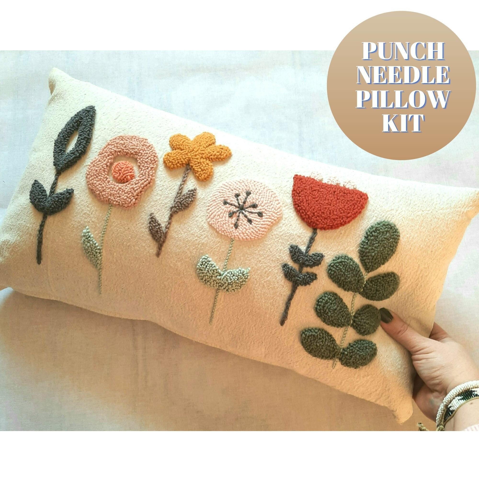 Punch Needle Kit Tessuto Punch Needle | Ideale Per Ricamo Creativo Con Ago Magico, 48 X 48 Cm, Con Disegno Stampato 35 X 35 Cm, 100% Cotone, Delicato (Mandala Tessuto Per Ricamo - 12