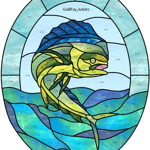 GoldFox Artistry, Mahi Mahi, Stained Glass Pattern, PDF download