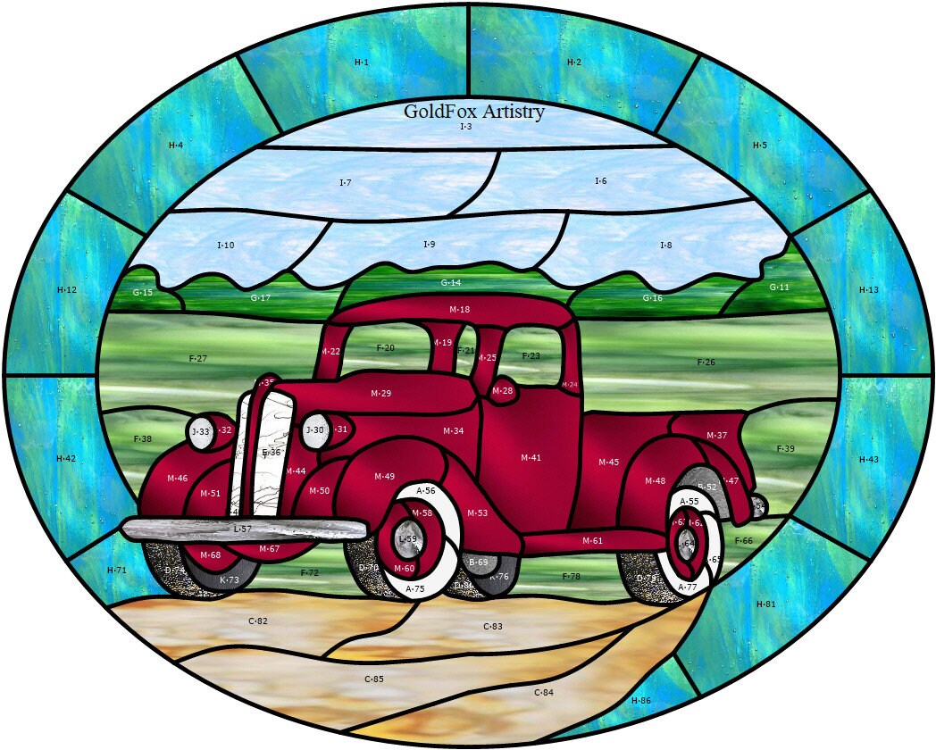 Old Red Pickup Truck Stained Glass Pattern PDF Download - Etsy