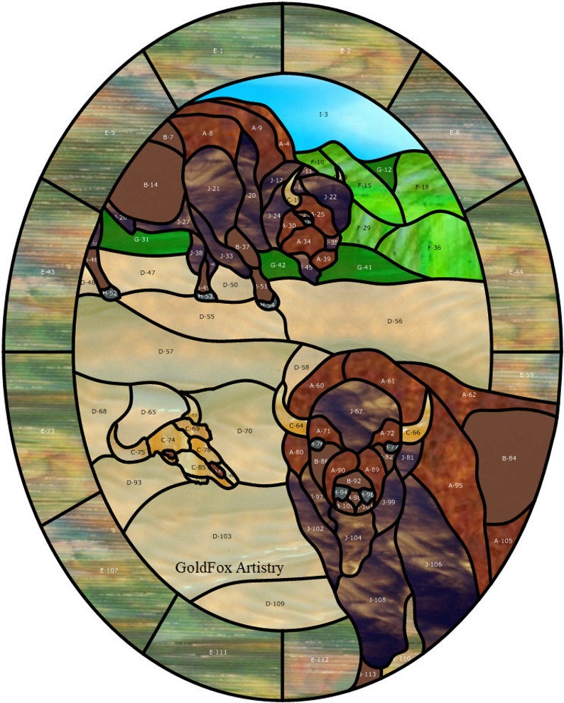 SD Buffalo Stained Glass Pattern PDF Download Etsy UK