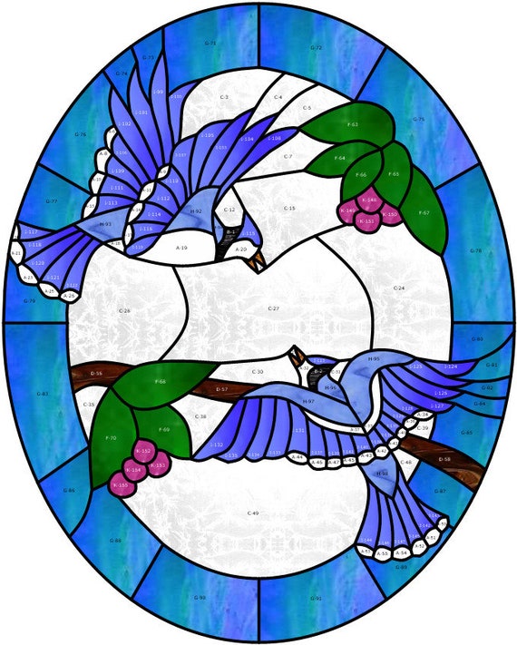 Blue Jays Fighting Stained Glass Pattern PDF Download Digital Etsy