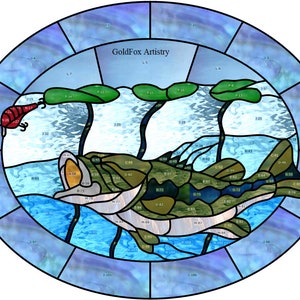 GoldFox Artistry, Large Mouth Bass, Stained Glass Pattern, PDF downloud