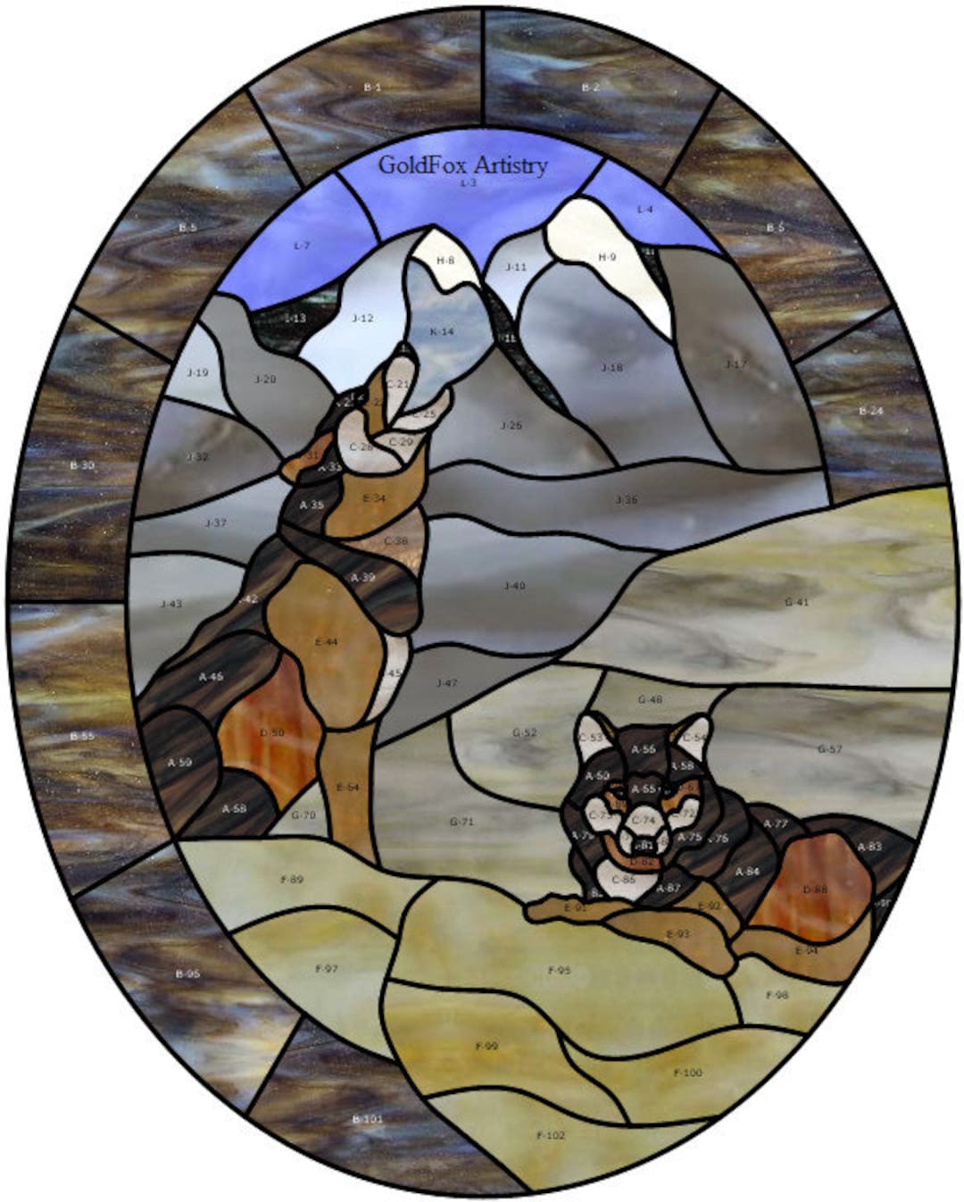 Goldfox Artistry, Mountain Wolfs, Stained Glass Pattern PDF Download - Etsy