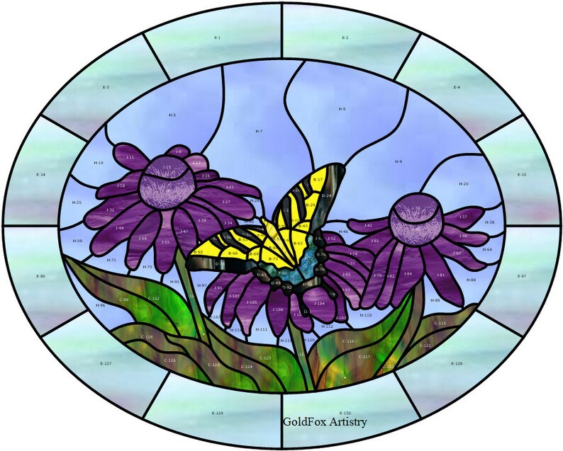 Tiger Butterfly on purple Outlet ☆ Free Shipping Daisies Ranking TOP1 Stained Glass PDF down pattern