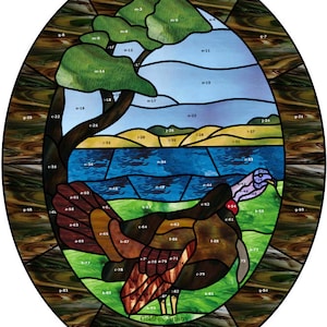 GoldFox Artistry, Turkey by the River, 16 x20 oval, Stained Glass pattern, PDF download