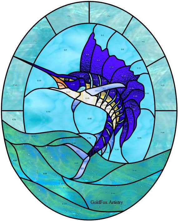 Blue Marlin Sailfish Stained Glass Pattern PDF Download Etsy