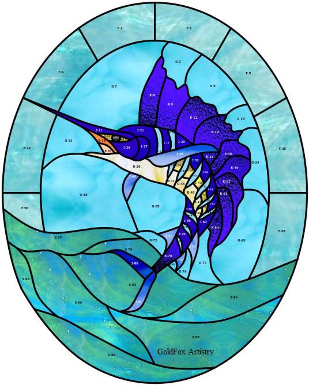 Blue Marlin, Sailfish, Stained Glass Pattern PDF Download - Etsy
