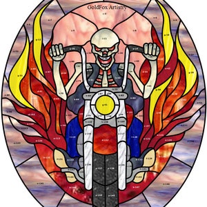 Motorcycle Skull Rider Stained Glass Pattern PDF download