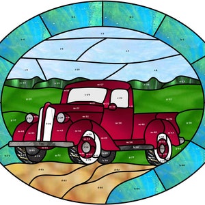 Alter roter Pick-up Buntglas-Muster PDF-Download