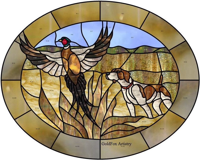 Pointer and Pheasant Stained Glass Pattern Download Digital - Etsy