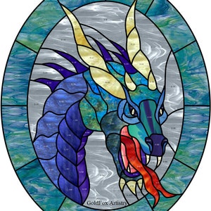 GoldFox Artistry, Dragon Head, Stained Glass Pattern PDF download