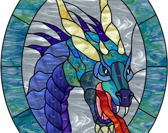 GoldFox Artistry, Dragon Head, Stained Glass Pattern PDF download