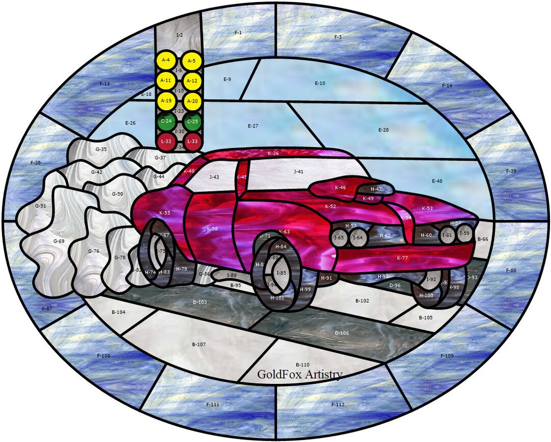 Goldfox Artistry, Drag Car Racing Stained Glass Pattern PDF Download - Etsy