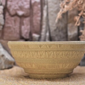 Unique Ceramic Bowl, Neo Ancient Flower Pattern, Stoneware, Handmade, Wheel-thrown, Natural, Patterns, Bowl, Food safe, Unique gift
