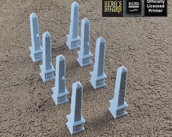8 Egyptian Obelisks for Gaming Terrain & Scenery (28mm-32mm scale)
