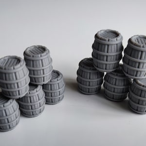 Holzfässer für Gaming-Gelände & Landschaft (28-32 mm) - 10er Set