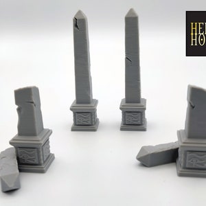 4 Ägyptische Obelisken für Gaming Gelände & Landschaft (28 mm-32 mm Skala)