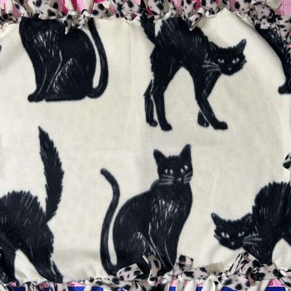 Black Cats, soft fleece hand tied blanket