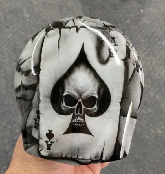 ace of spades motorcycle helmet Skullskins Full Face Cover Cheek pads with emergency removal system and exclusive headset position adjustment system Ace of Spades Motorcycle Biker