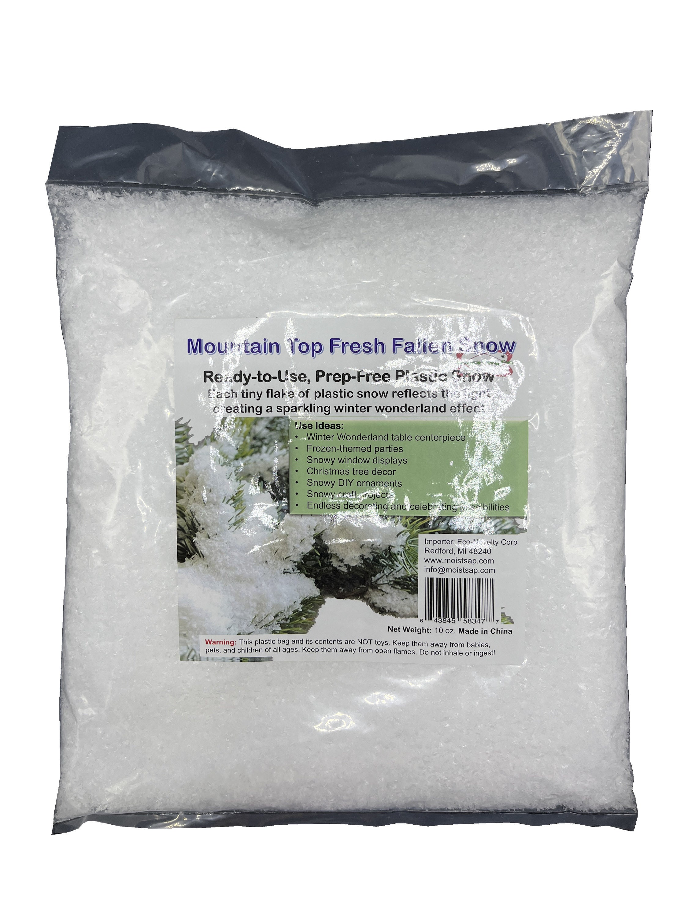 Plastic Artificial Snow Ready to Use 10 Oz. Winter Decorations, Crafting, Holiday Displays With Fake Snow, Décor Art Crafty Snow, Faux Snow