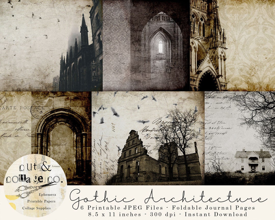 Gothic Architecture Printable Junk Journal Papers, Vintage Inspired ...