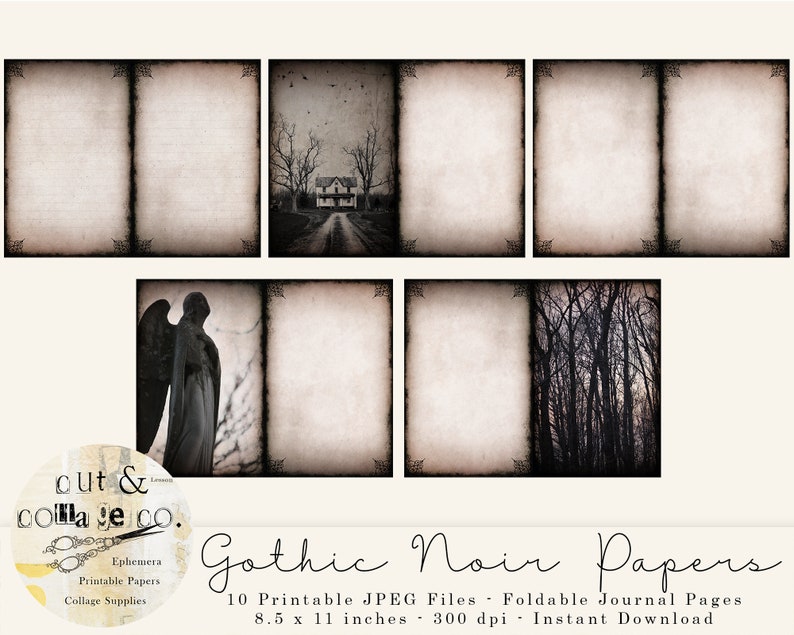 Gothic Noir Printable Junk Journal Papers, Dark Spooky Vintage Inspired ...