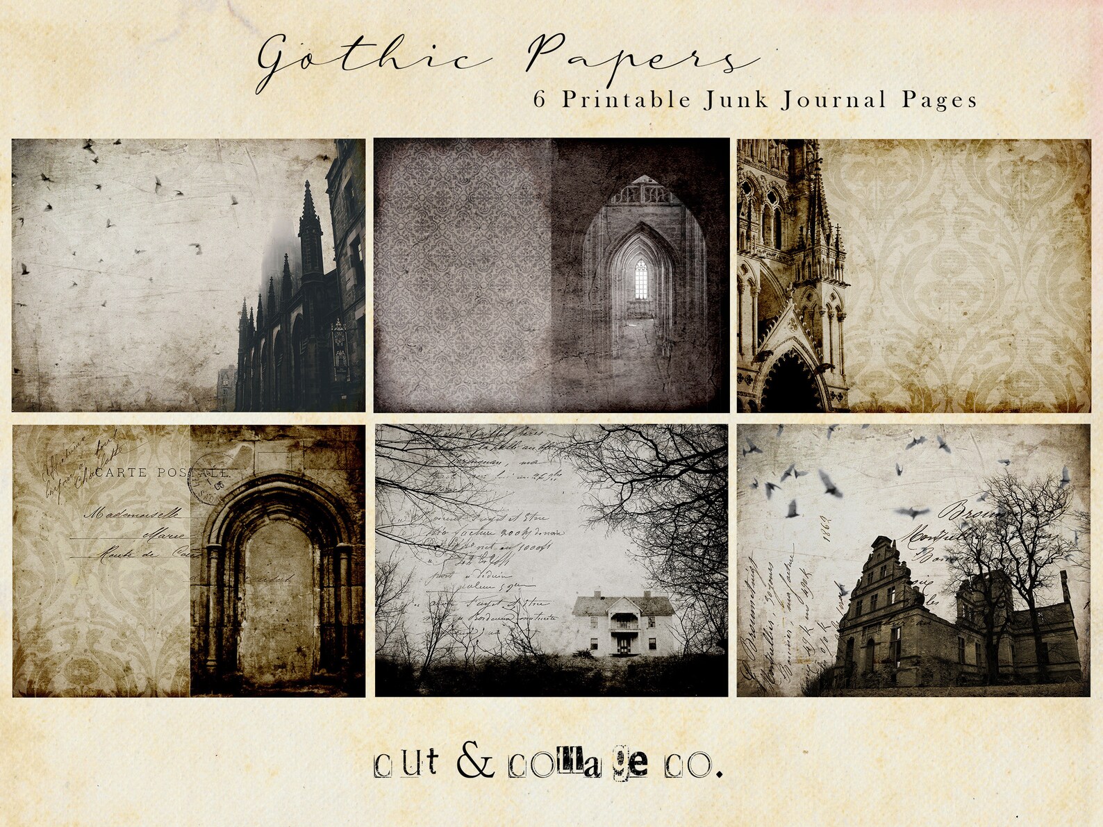 Gothic Architecture Printable Junk Journal Papers, Vintage Inspired ...